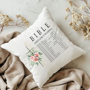 Bible Emergency Number Pillowcase | Scripture Verse Reference Square Pillow