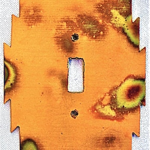 CopperCutts Heat Treated Copper 4.25&quot; x 6&quot; Single Standard Switch Plate Rustic Copper and Wood