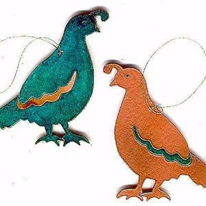 CopperCutts Quail Ornament Rustic Southwest Copper and Wood with Your Choice of Primary Color