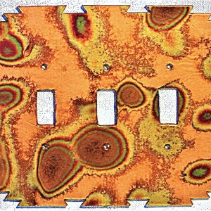 CopperCutts Heat Treated Copper 6&quot; x 7.5&quot; Triple Standard Switch Plate Rustic Copper and Wood