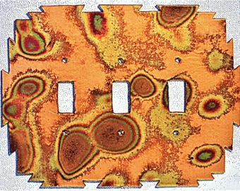 CopperCutts Heat Treated Copper 6" x 7.5" Triple Standard Switch Plate Rustic Copper and Wood