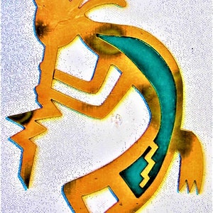 CopperCutts Kokopelli 5.5&quot; x 9&quot; Wall Plaque Rustic Copper and Wood