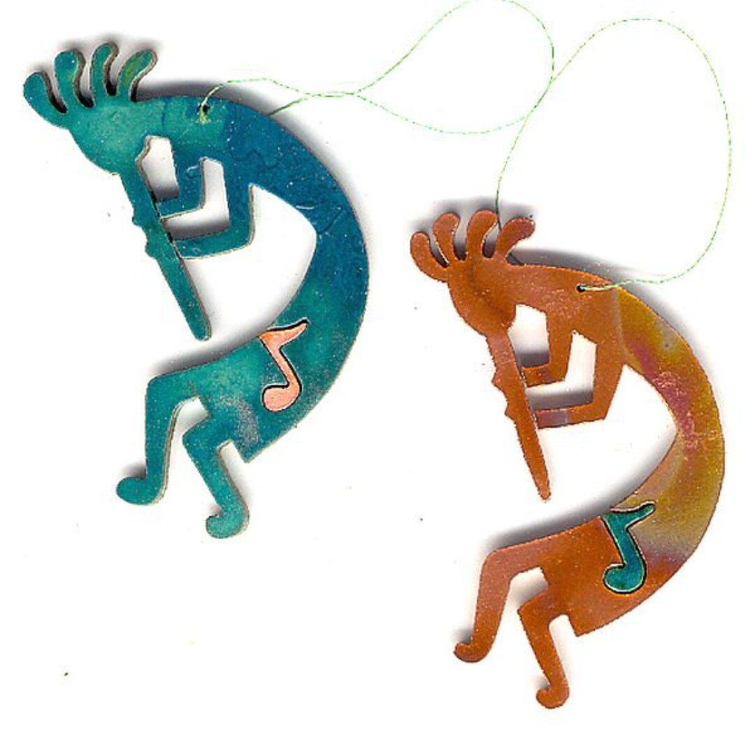 Coppercutts Kokopelli Ornament Rustic Southwest Copper and Wood With Your Choice of Primary