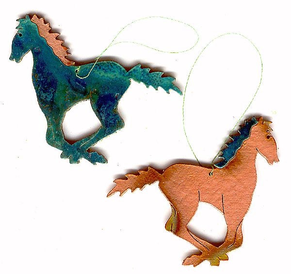 Coppercutts Running Pony Ornament Rustique Sud-Ouest Cuivre et Bois avec Votre Choix de Couleur Prim
