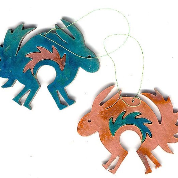 CopperCutts Mimbres Rabbit Ornament Rustic Southwest Copper and Wood with Your Choice of Primary Color