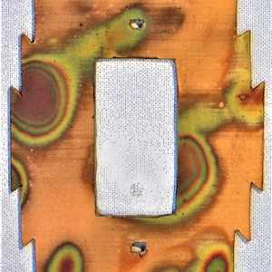 CopperCutts Heat Treated Copper 4.25&quot; x 6&quot; Single Rocker Switch Plate Rustic Copper & Wood