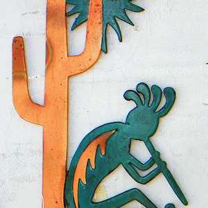 CopperCutts Siesta Kokopelli 6&quot; x 10&quot; Wall Plaque Rustic Copper and Wood