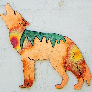 CopperCutts Howling Wolf 4.5&quot; x 4.75&quot; Wall Plaque Rustic Copper and Wood