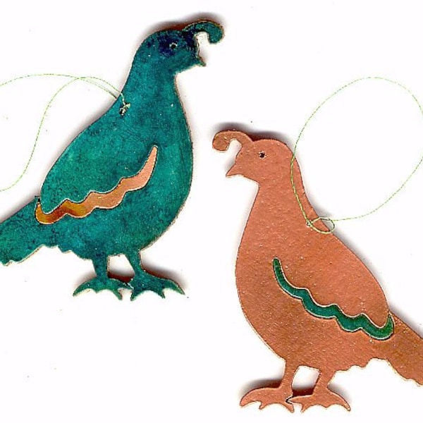 CopperCutts Quail Ornament Rustic Southwest Copper and Wood with Your Choice of Primary Color
