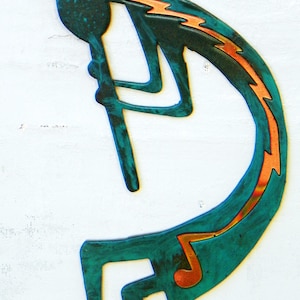 CopperCutts Kokopelli with Music Note 10&quot; x 6&quot; Wall Plaque Rustic Copper and Wood