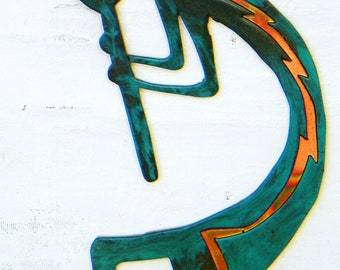 CopperCutts Kokopelli mit Musiknote 10 "x 6" Wandschild Rustikales Kupfer und Holz