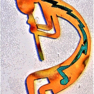 CopperCutts Kokopelli with Music Note 6&quot; x 4&quot; Wall Plaque Rustic Copper and Wood