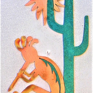 CopperCutts Siesta Kokopelli 6&quot; x 10&quot; Wall Plaque Rustic Copper and Wood