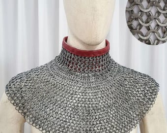 Medieval Chainmail Gorget | Flat Riveted Rings with Washers|