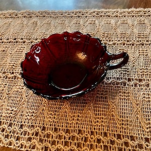 Anchor Hocking Royal Ruby Red Oyster And Pearl Single Handle Dish Set of 2