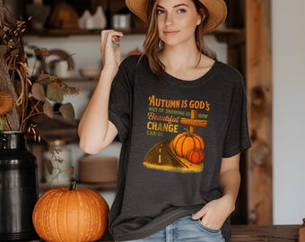 Autumn Christian T-Shirt | Rustic Cross, Pumpkins, Faith Tee