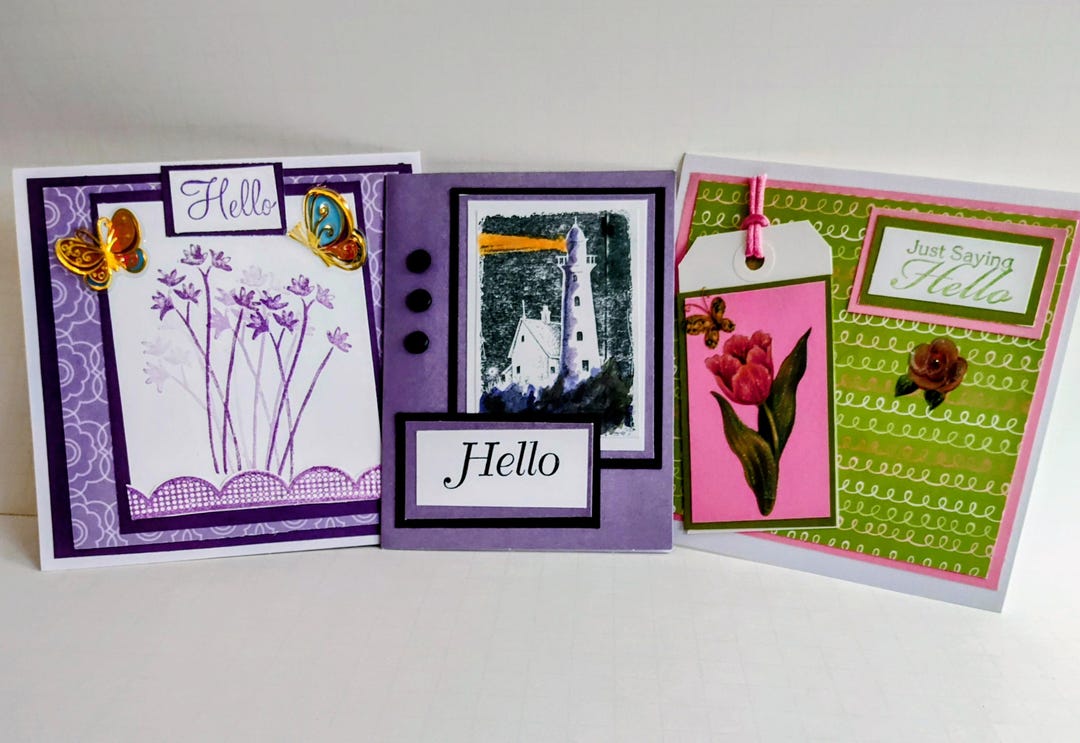 Hello Cards (set of Three) - Etsy
