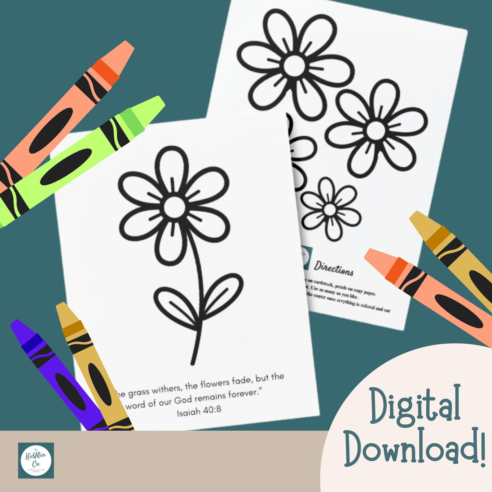 Isaiah 40:8 Flower Craft Printable | Bible Verse Coloring Activity