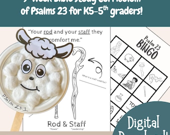 Psalm 23 Kids Bible Curriculum: Sunday School Lessons (Digital Download)