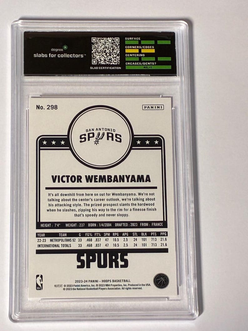 Victor Wembanyama Graded Rookie Card Gift Bundle -Mint Degree 9 Slab - San Antonio Spurs Premium Fan Package image 5