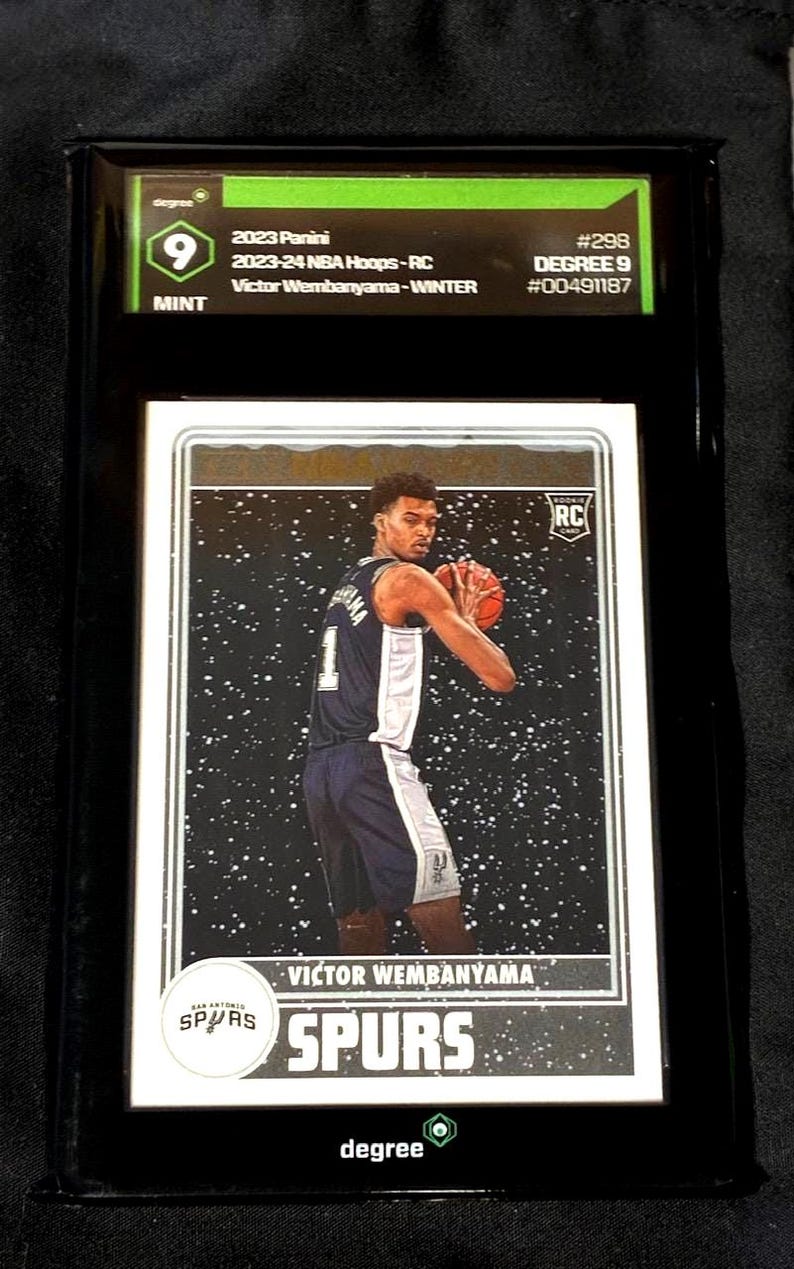 Victor Wembanyama Graded Rookie Card Gift Bundle -Mint Degree 9 Slab - San Antonio Spurs Premium Fan Package image 1
