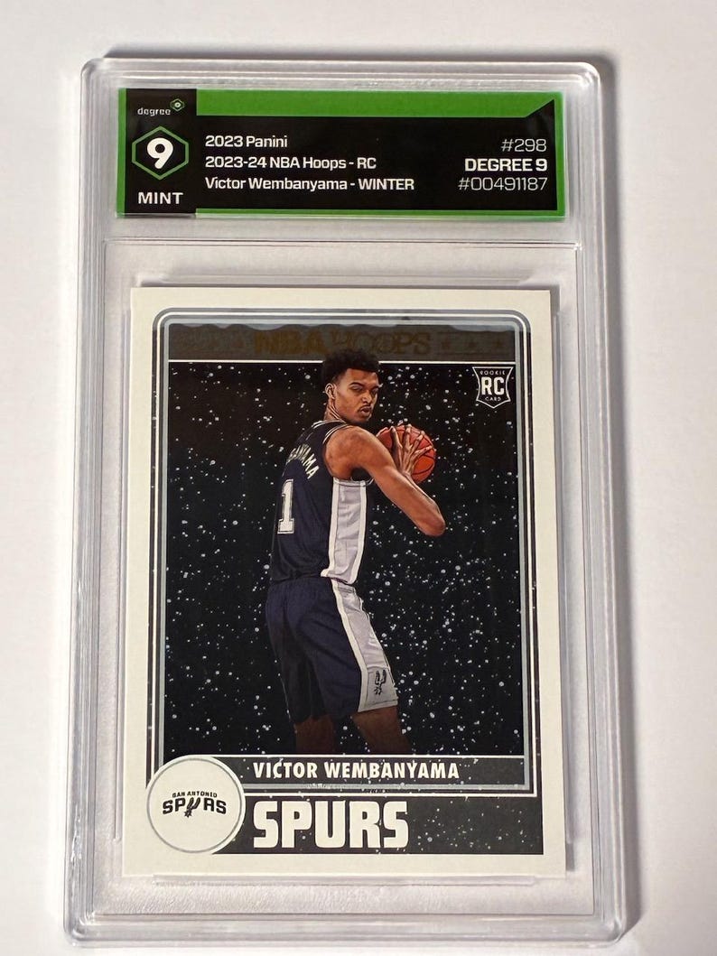 Victor Wembanyama Graded Rookie Card Gift Bundle -Mint Degree 9 Slab - San Antonio Spurs Premium Fan Package image 4