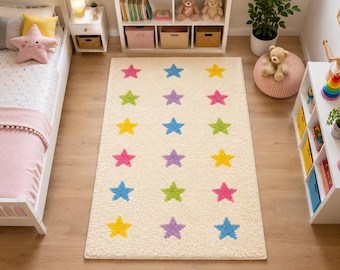 Hand-Tufted Wool Kids Rug | Soft & Colorful Nursery Carpet .