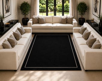 Minimal Black Border Rug | Modern Luxury Hand Tufted Area Rug