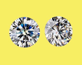 Par de diamantes de 6 mm creados en laboratorio: talla redonda, color D, VVS1