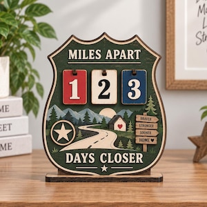 Military Long Distance Countdown Sign, Miles Apart Days Closer Tracker, Deployment Homecoming Decor, Army Family Gift