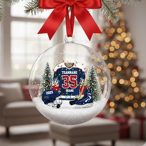 Personalized Hockey Jersey 3D Ball Ornament, Sport Ornament, Ice Hockey Ornament, Hockey Player Gift, Hockey Fan Gift, Team Christmas Gift