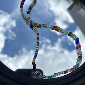 Handmade Rainbow Beaded Necklace Colorful Glass Seed Beads Everyday Jewelry