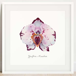 Pink Spotted Yoni Flower Fine Art Print / Feminist Botanical Orchid Illustration / Vulva / Vagina / Divine Feminine / Sacred / Erotic/ image 1