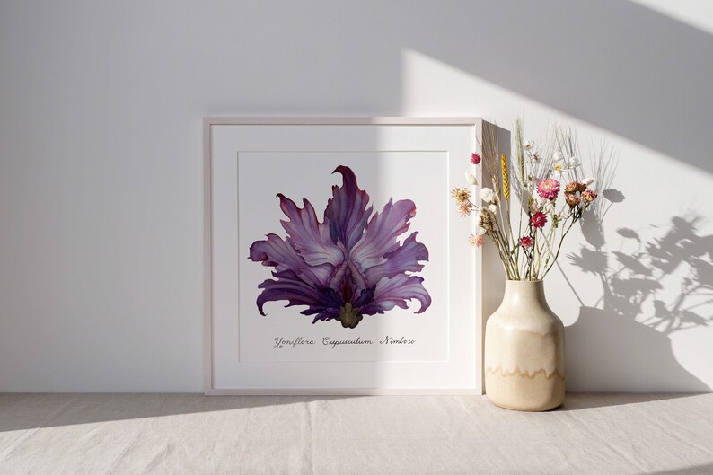 Purple Stormy Dawn Yoni Flower Fine Art Print / Feminist Botanical Illustration / Vulva / Vagina Art / Divine Feminine / Sacred / Erotic/ image 3