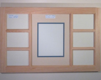 Unfinished Pine Collage Frame: holds 6 5x7's and 1 12x16 photo or mirror