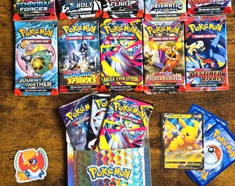 Pokemon 3x Englische Booster Pack Bundle Mit Ultra Rare Karte + Stickers