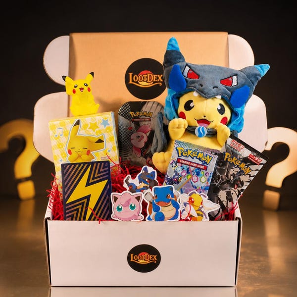 ブースターパック、ぬいぐるみ、フィギュア、キーチェーンなどが付いたポケモンギフトミステリーボックスセット！