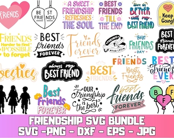 Best Friend SVG Bundle | Friendship Quotes Cut Files for Cricut & Silhouette | BFF Shirt Designs, Funny Bestie Sayings