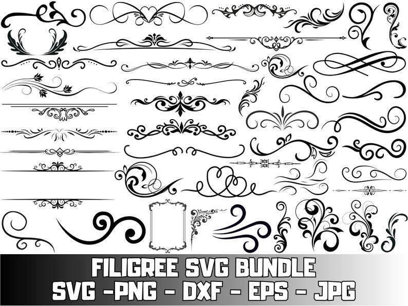Filigree SVG Bundle - Ornamental Scroll Art Images - With Free ...