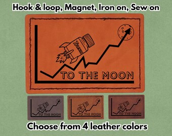 To The Moon Graph - PU vegan Leather Patch - Available in Magnet, Hook and Loop fastener, Iron on & Sew on