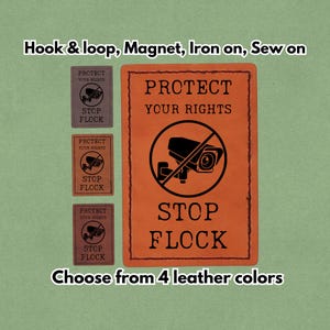 Schütze deine Rechte - Stop Flock - Leder Patch - Magnet, Klettverschluss, Aufbügeln und annähen
