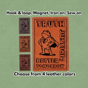 Portland Frog Truth Justice - Super Frog - Ice Out - skórzana naszywka - magnes, rzep, żelazko i przyszycie