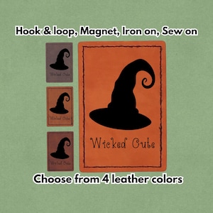 Wicked Cute Witch Halloween Leather Patch - Magnet, Hook and Loop, Iron on and Sew on