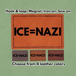 ICE=NAZI - Läderlapp - Magnet, Kardborreband, Stryk-på och Sy-på