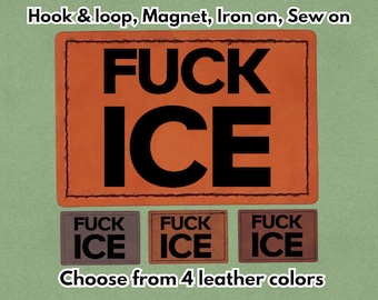 F*** ICE - PU vegan Leather Patch - Available in Magnet, Hook and Loop fastener, Iron on & Sew on