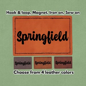 Springfield - Leather Patch - PNW Oregon - Magnet, Hook and Loop, Iron on and Sew on