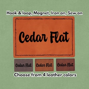 Cedar Flat - Leather Patch - PNW Oregon - Magnet, Hook and Loop, Iron on and Sew on