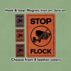 Stop Flock - Aufnäher aus Leder - Magnet, Klettverschluss, zum Aufbügeln und aufnähen
