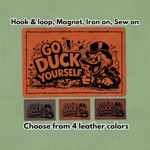 Gå och ducka dig själv - Läderlapp - Magnet, kardborreband, stryk- och sy-på