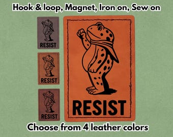 Portland Frog RESIST Fascism - PU vegan Leather Patch - Available in Magnet, Hook and Loop fastener, Iron on & Sew on